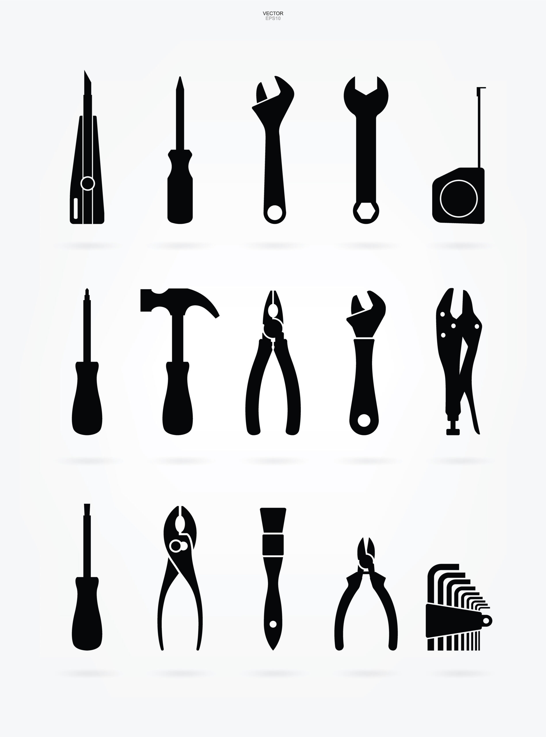 Craftsman tool icon set. Technician tool sign and symbol. Vector Handwerk